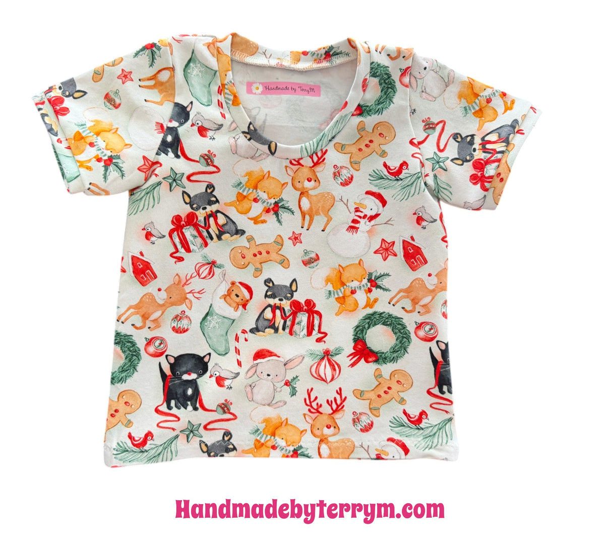(1850) Reindeer Xmas T-Shirt - Size 0