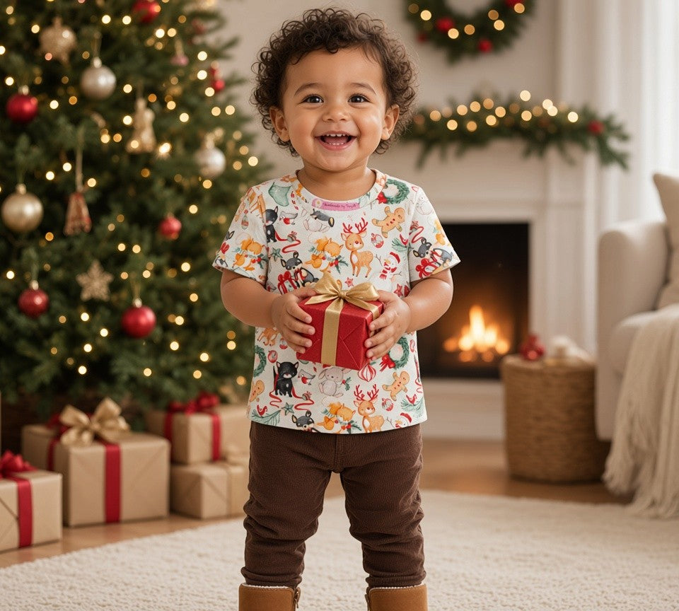 (1850) Reindeer Xmas T-Shirt - Size 0