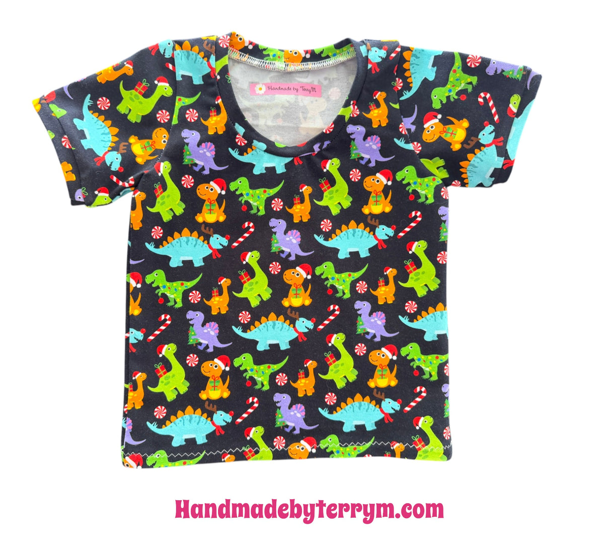 (1835) Xmas Dinosaur T-Shirts - Size 1