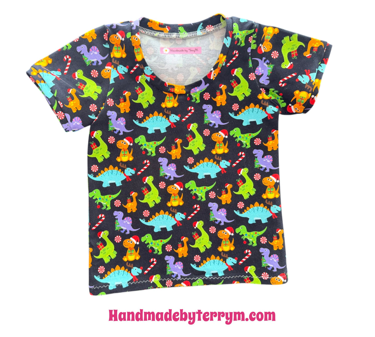(1837) Xmas Dinosaur T-Shirt - Size 3