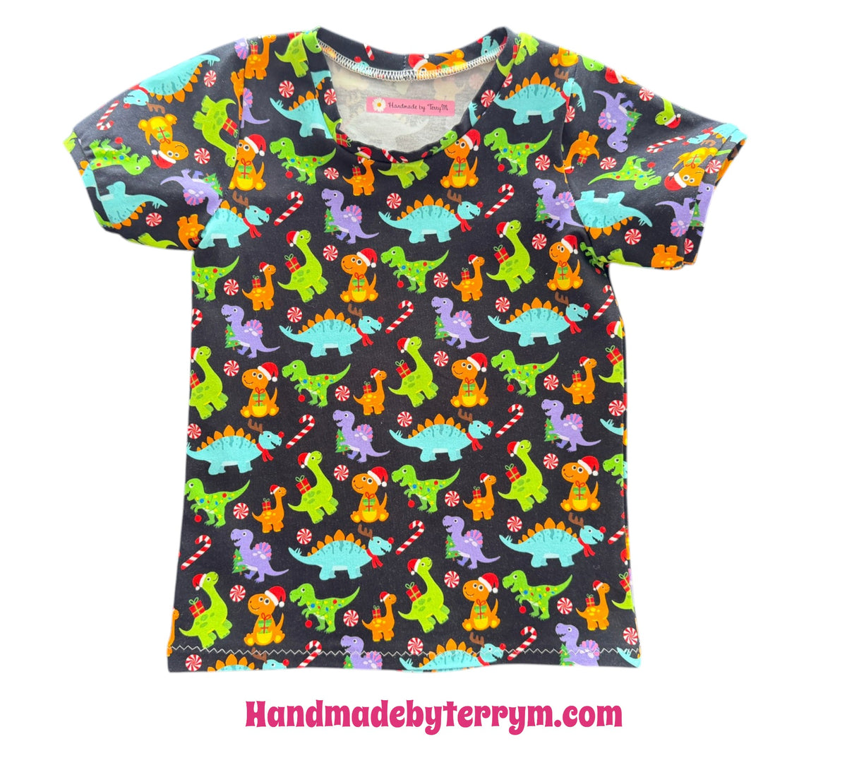 (1838) Xmas Dinosaur T-Shirt - Size 4