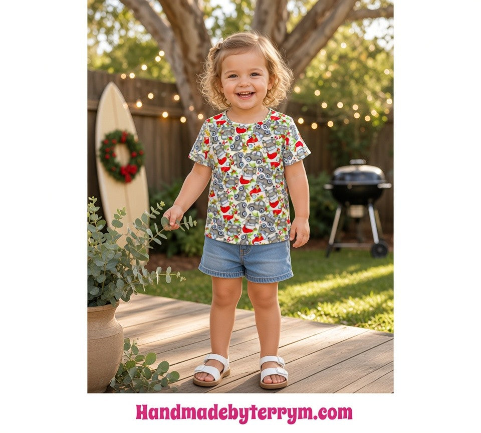 (1868) Santa Truck T-Shirt - Size 4