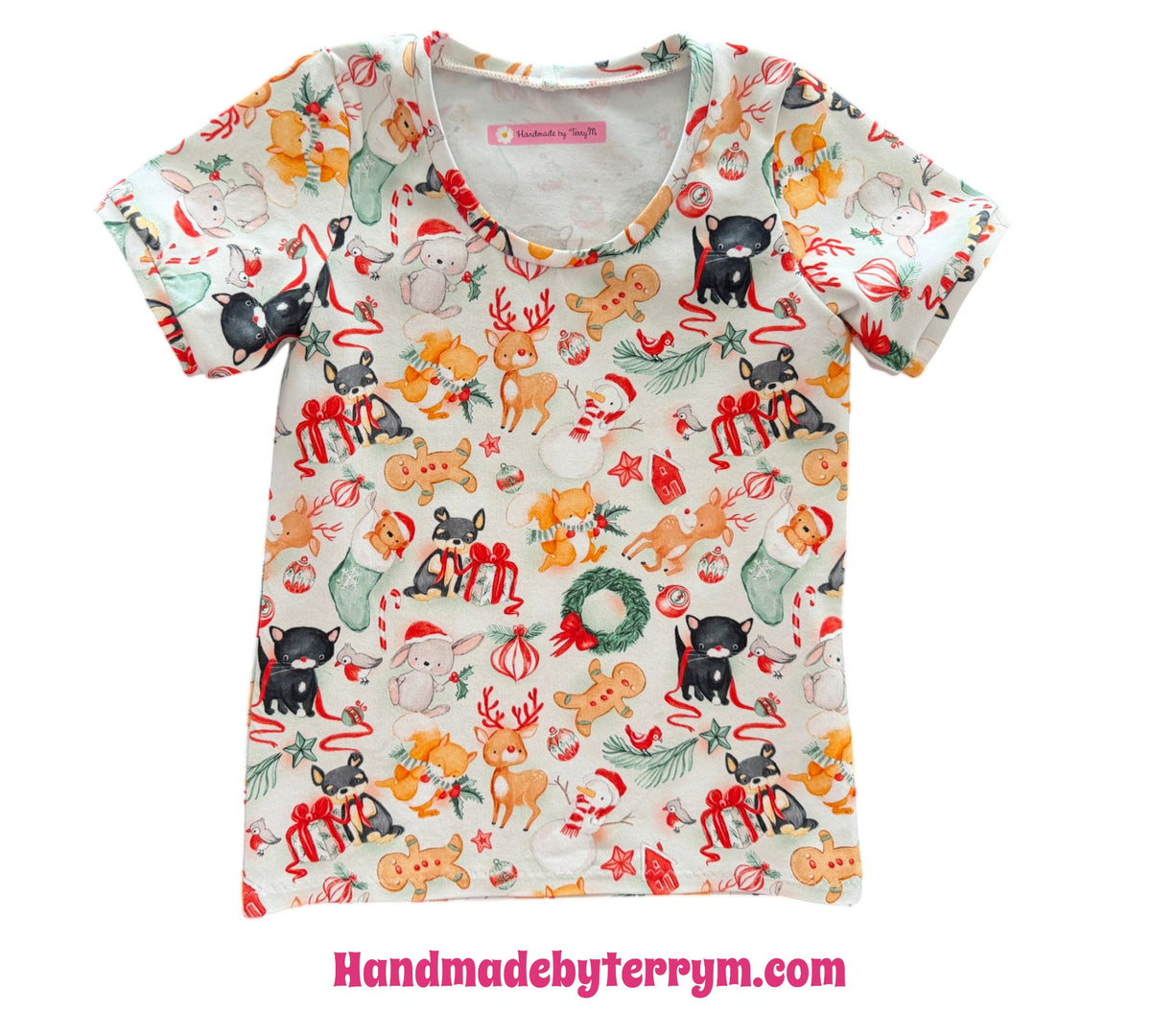 (1854) Reindeer Xmas T-Shirt - Size 5