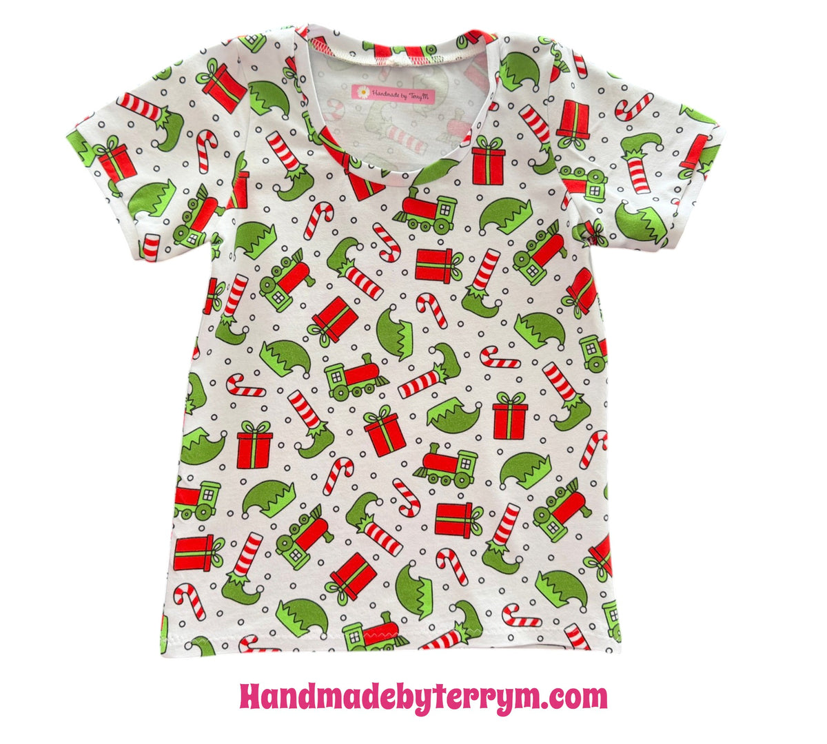 (1845) Candy Cane Christmas T-Shirt - Size 5