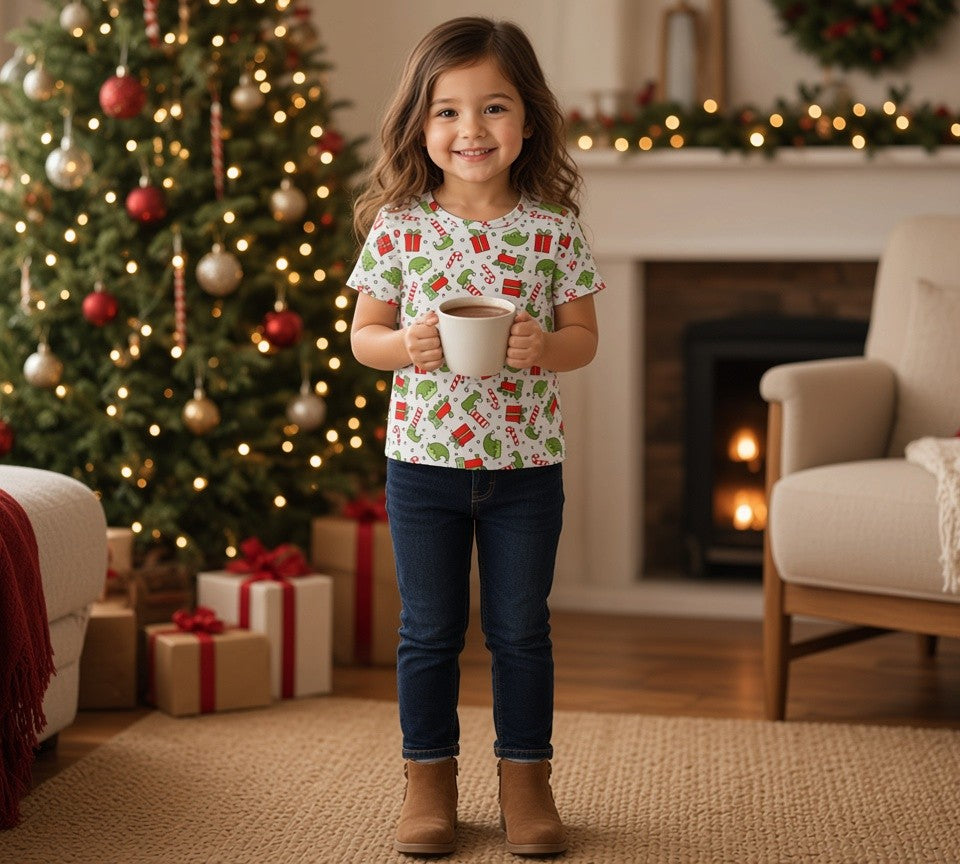 (1846) Candy Cane Christmas T-Shirt - Size 6