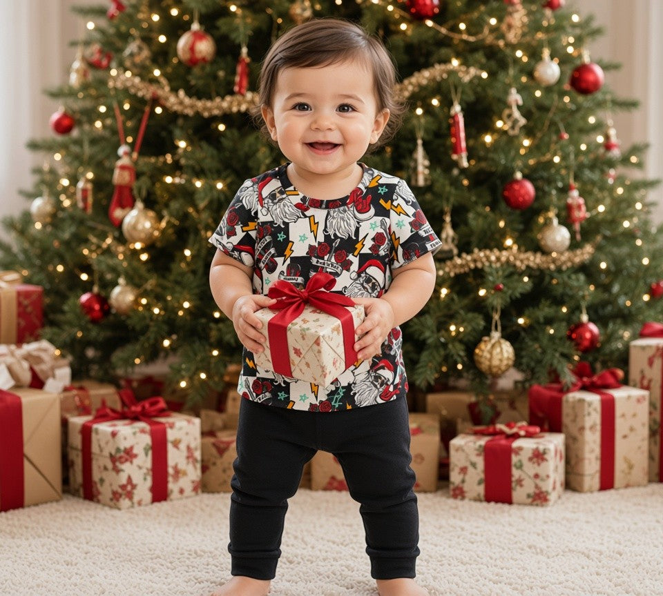 (1890) Rock'n'Roll Santa T-Shirt - Size 1