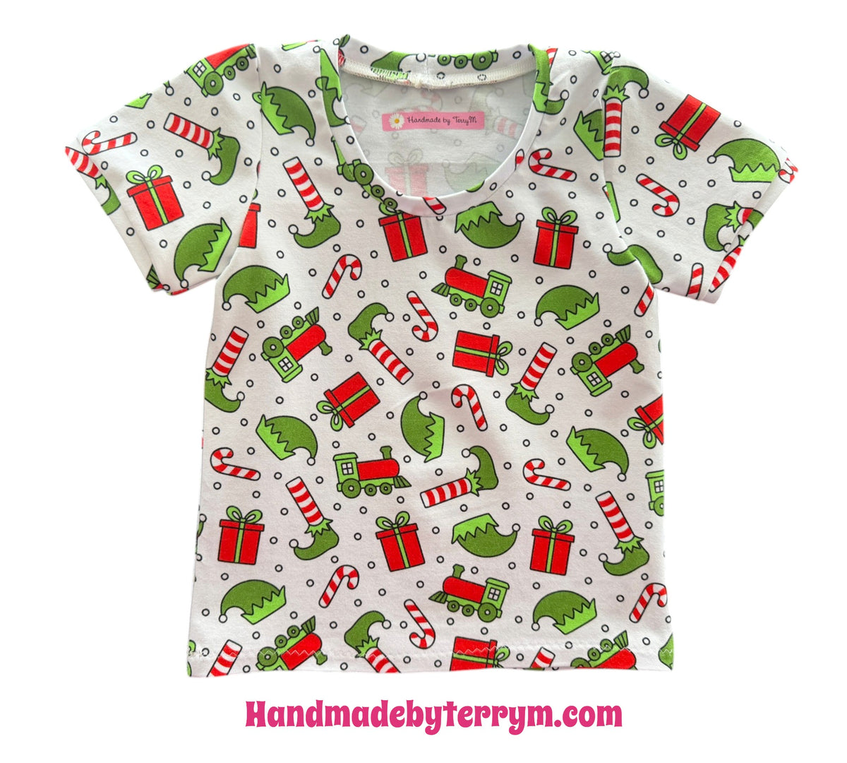 (1842) Candy Cane Christmas T-Shirt - Size 2