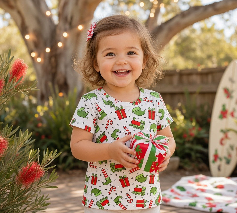 (1842) Candy Cane Christmas T-Shirt - Size 2