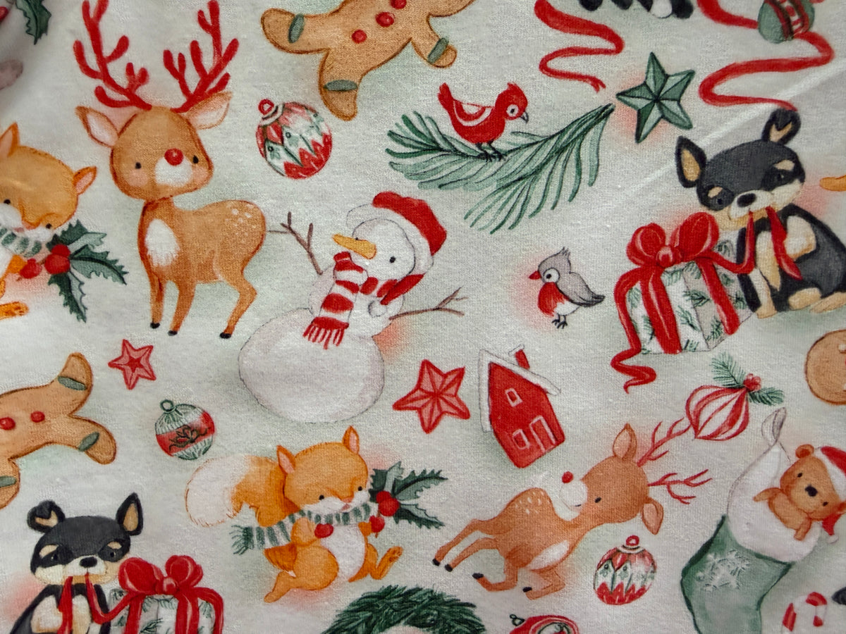 (1852) Reindeer Christmas T-Shirt - Size 2
