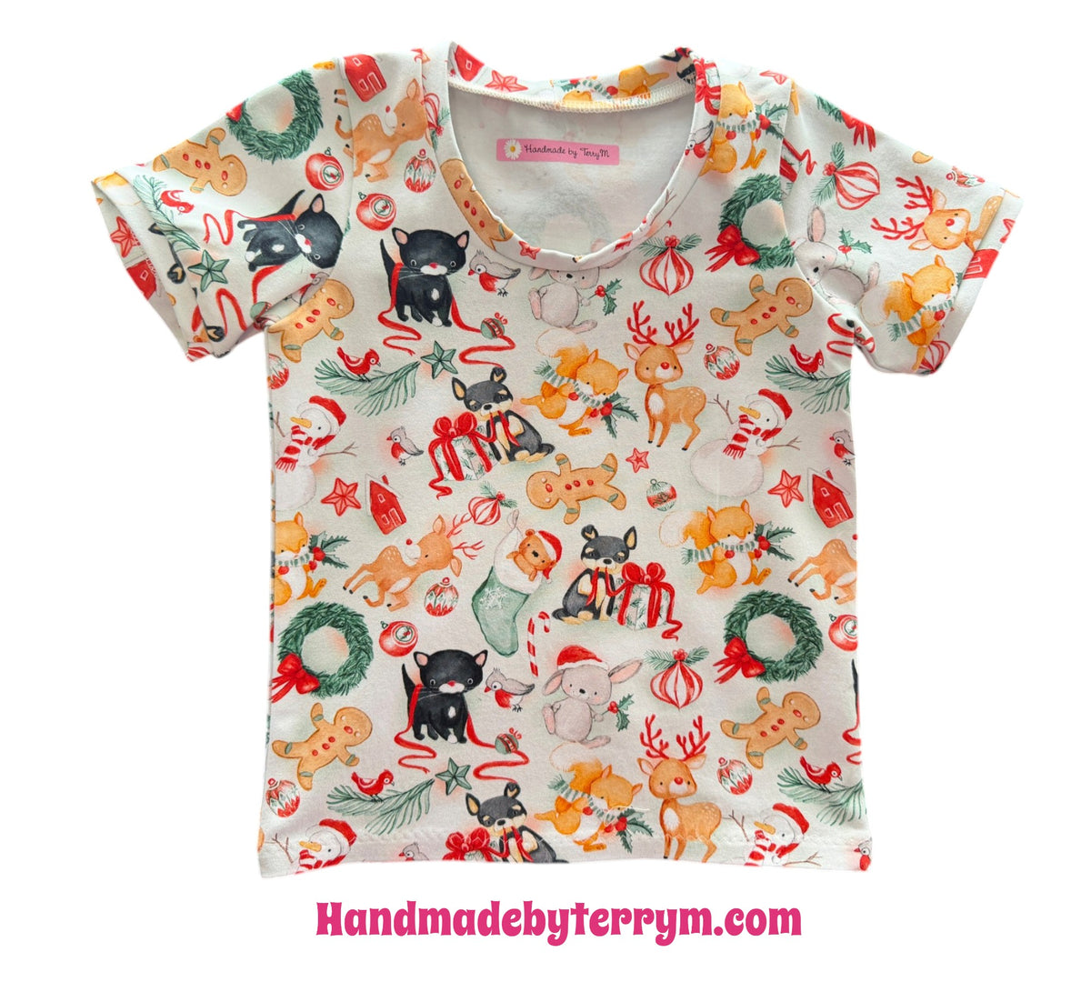 (1853) Reindeer Christmas T-Shirt - Size 3