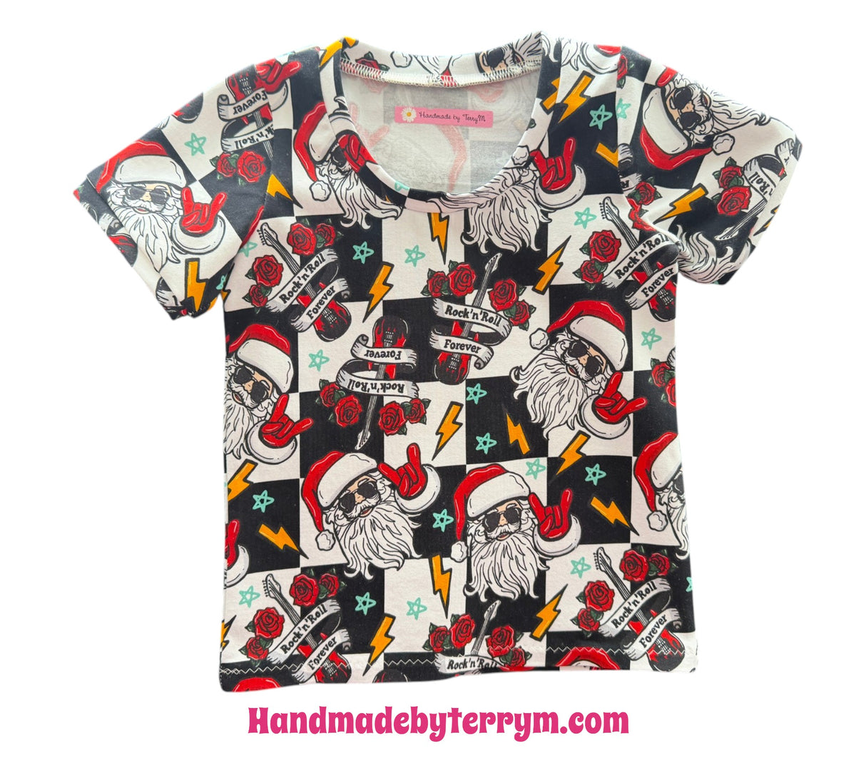 (1888) Rock'n'Roll Santa T-Shirt - Size 3