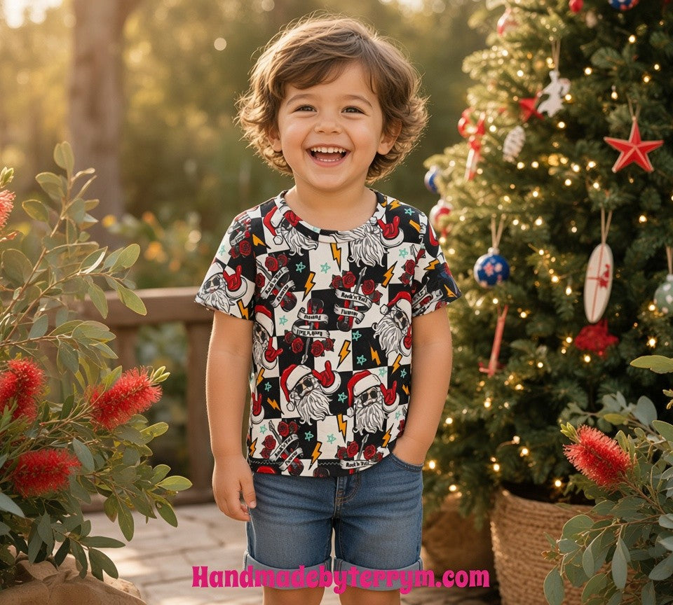 (1888) Rock'n'Roll Santa T-Shirt - Size 3