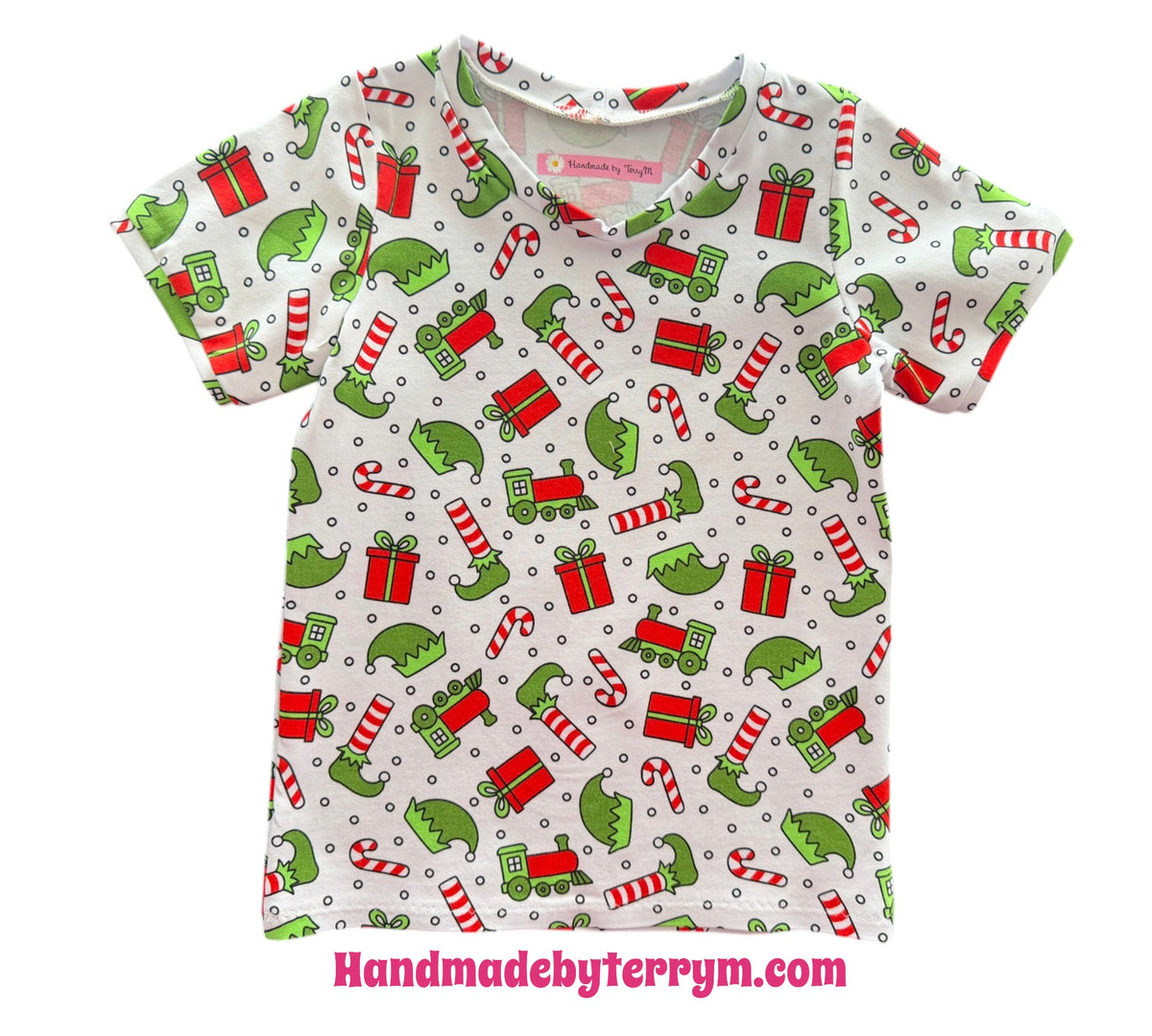 (1844) Candy Cane Christmas T-shirt - Size 4