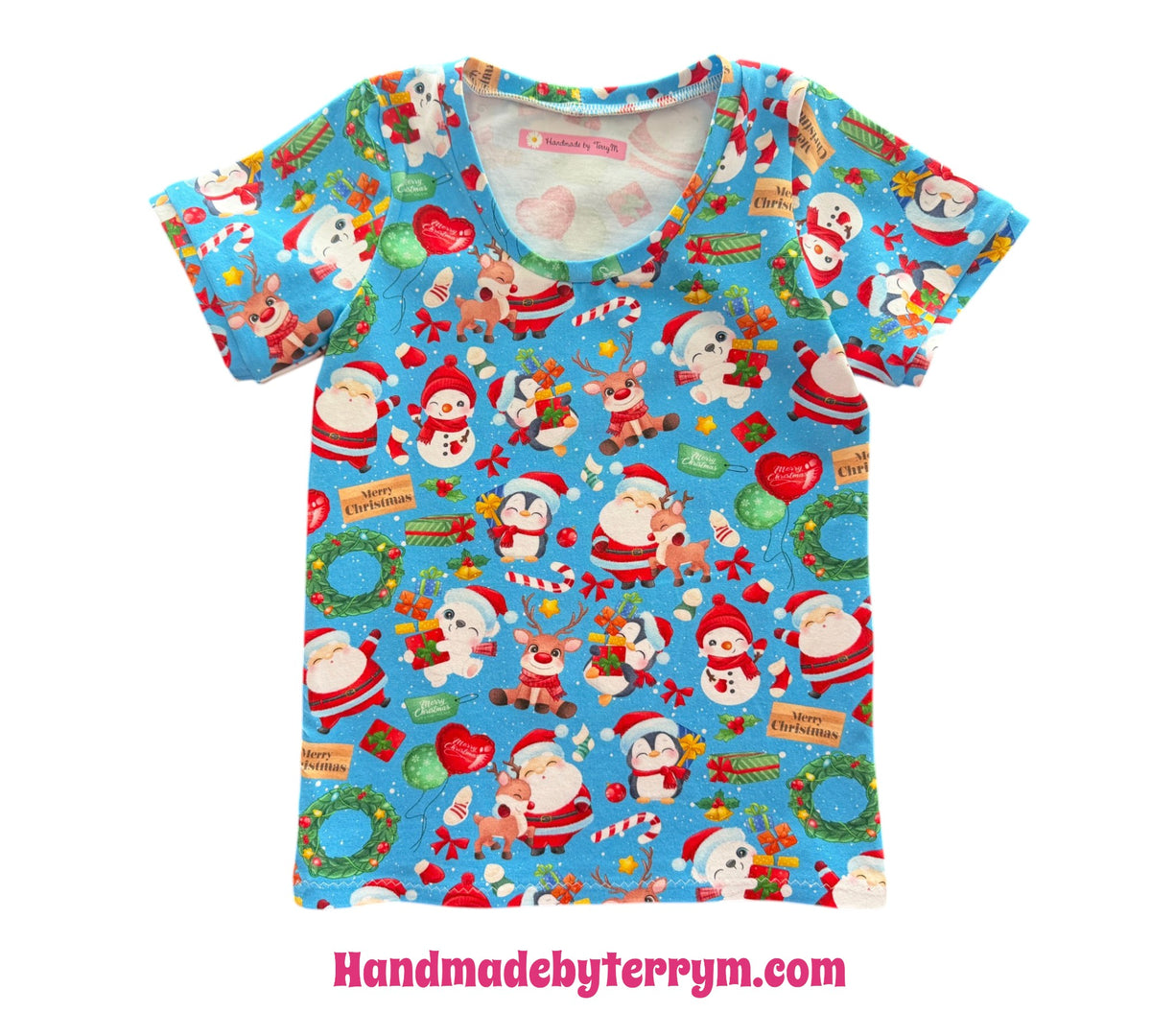 (1944) Blue Santa T-Shirt - Size 6