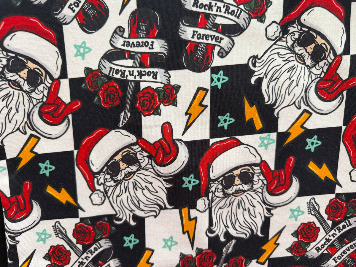 (1885) Rock'n'Roll Santa T-Shirt - Size 6
