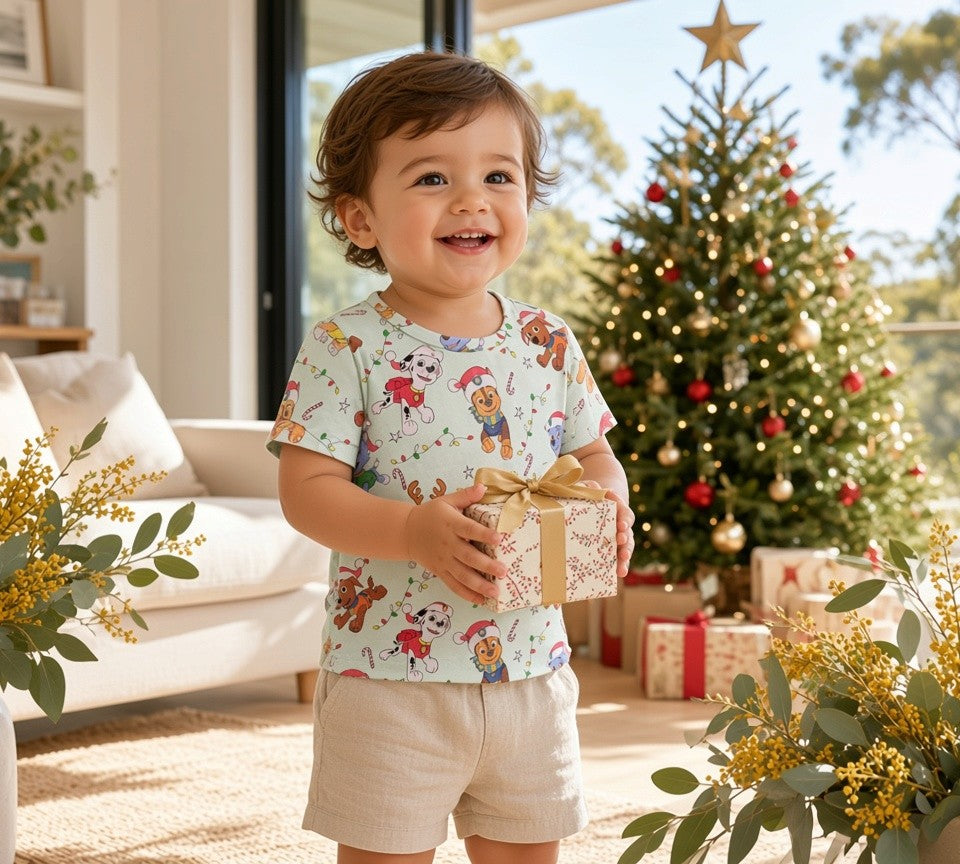 (1263)Christmas Puppy T-Shirt - Size 1