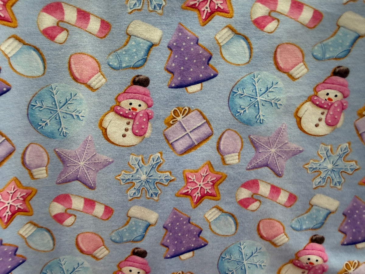 (0157) Blue Snowmen T-Shirt- Size 2