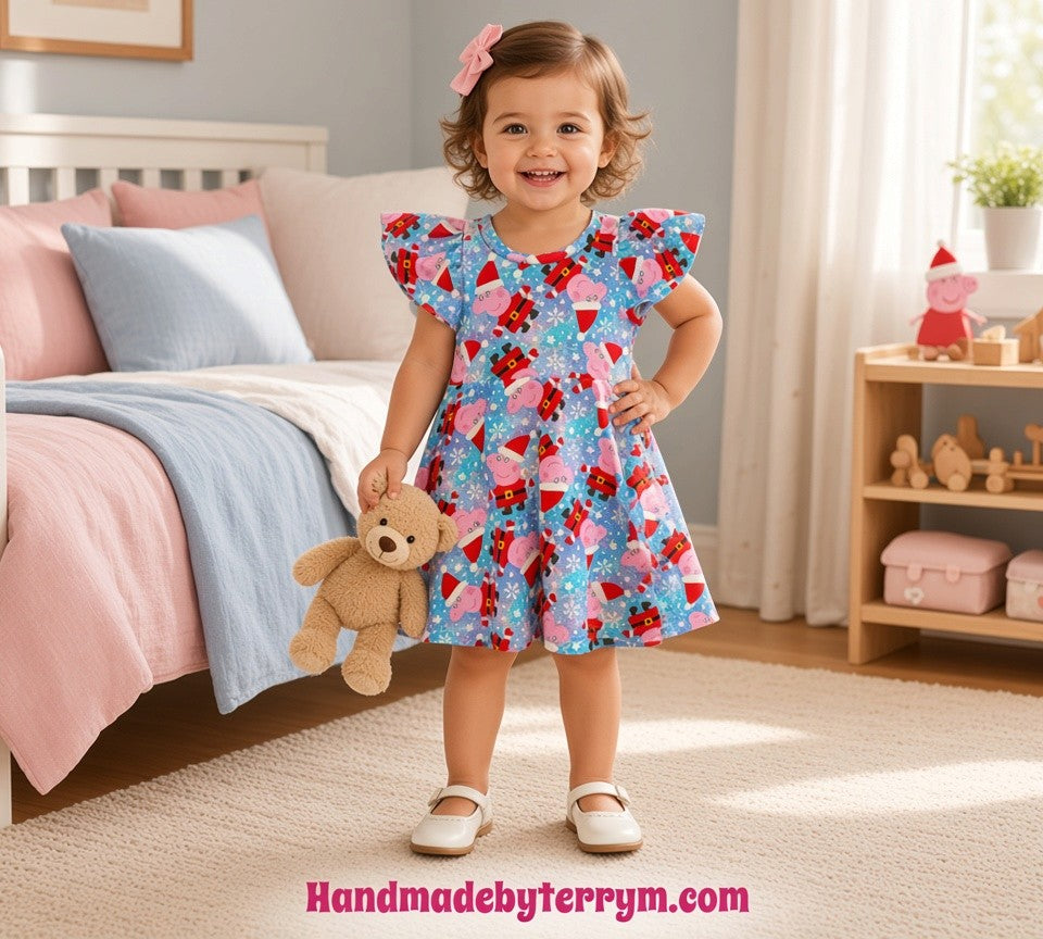 (1949) Cute Pig Xmas Dress - Size 1