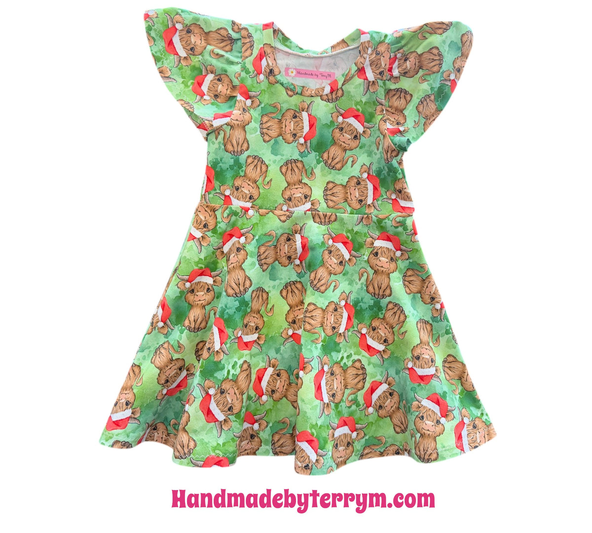 (1956) Green Cow Xmas Dress - Size 2
