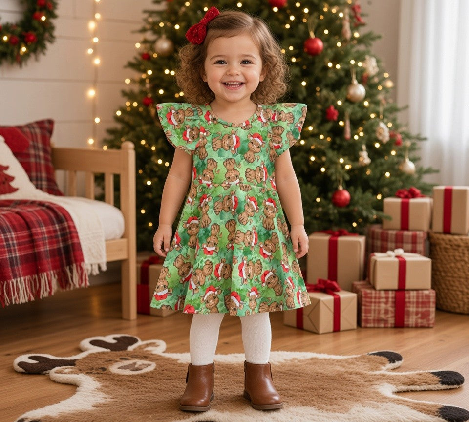 (1956) Green Cow Xmas Dress - Size 2