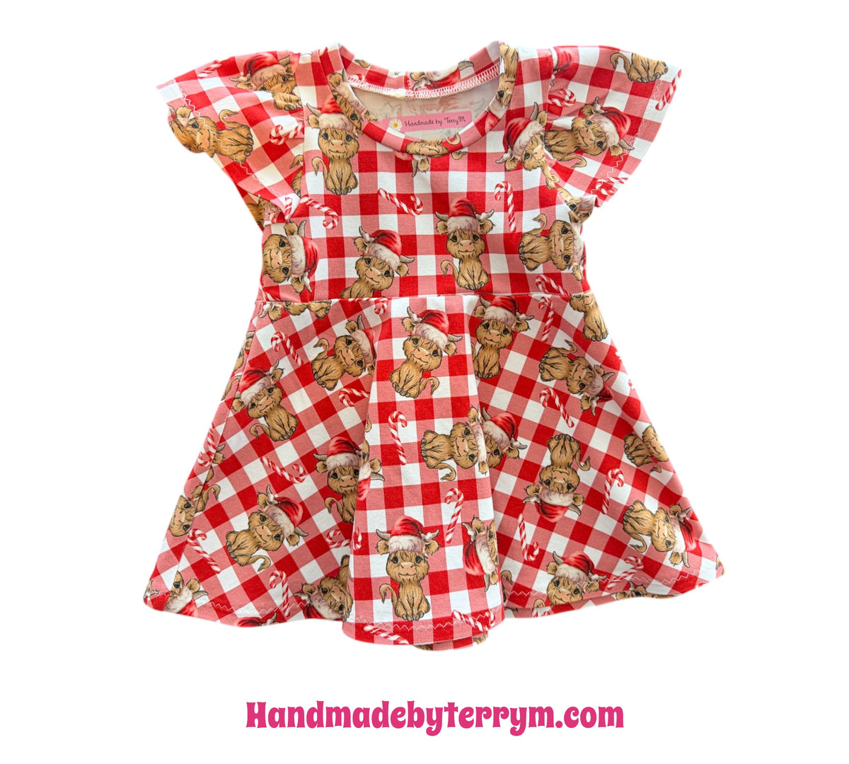 (1948) Red Checked Xmas Cow Dress - Size 0