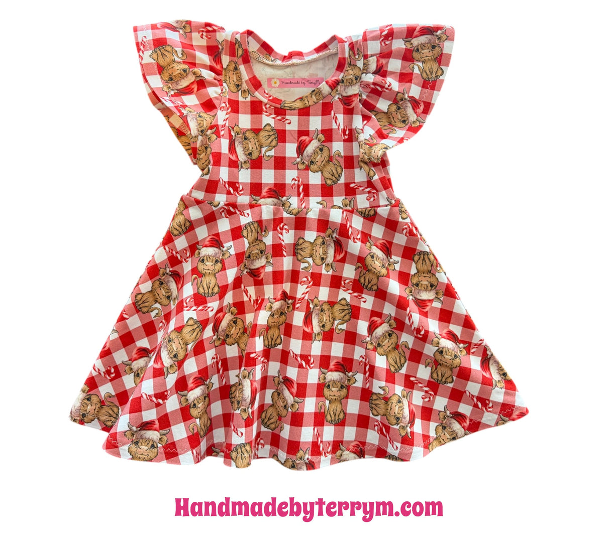 (1947) Red Checked Christmas Cow Dress - Size 1