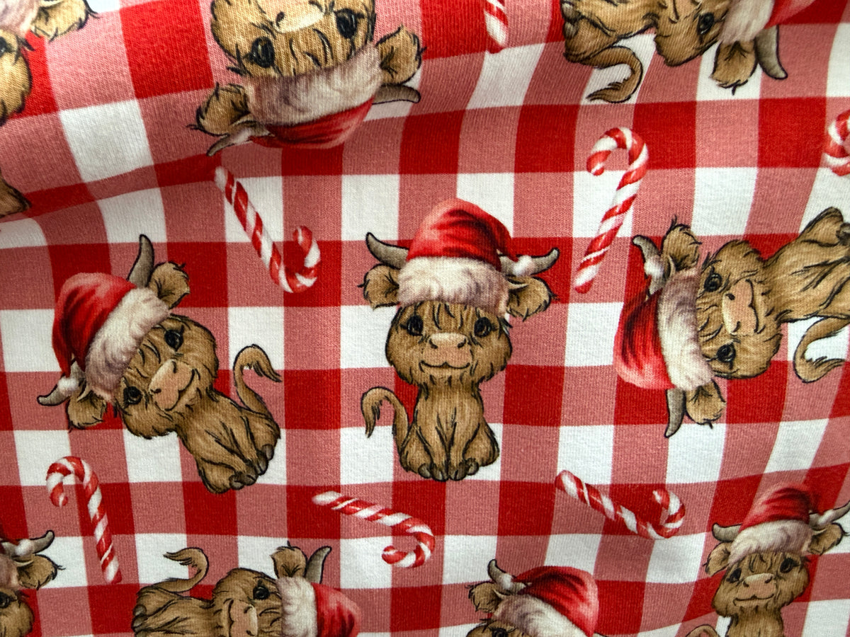 (1947) Red Checked Christmas Cow Dress - Size 1