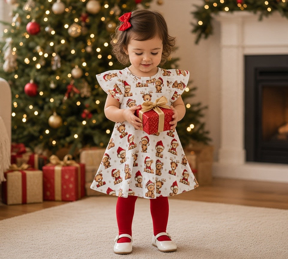 (1946) Christmas Teddy Dress - Size 2