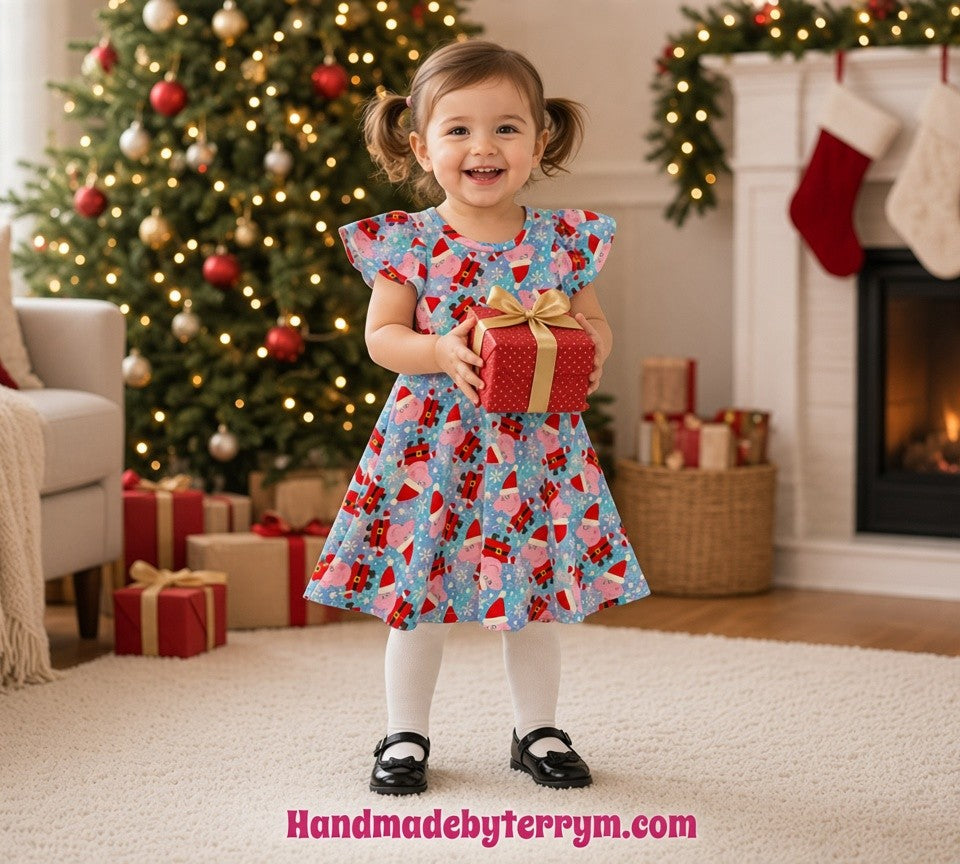 (1950) Cute Christmas Pig Dress - Size 2