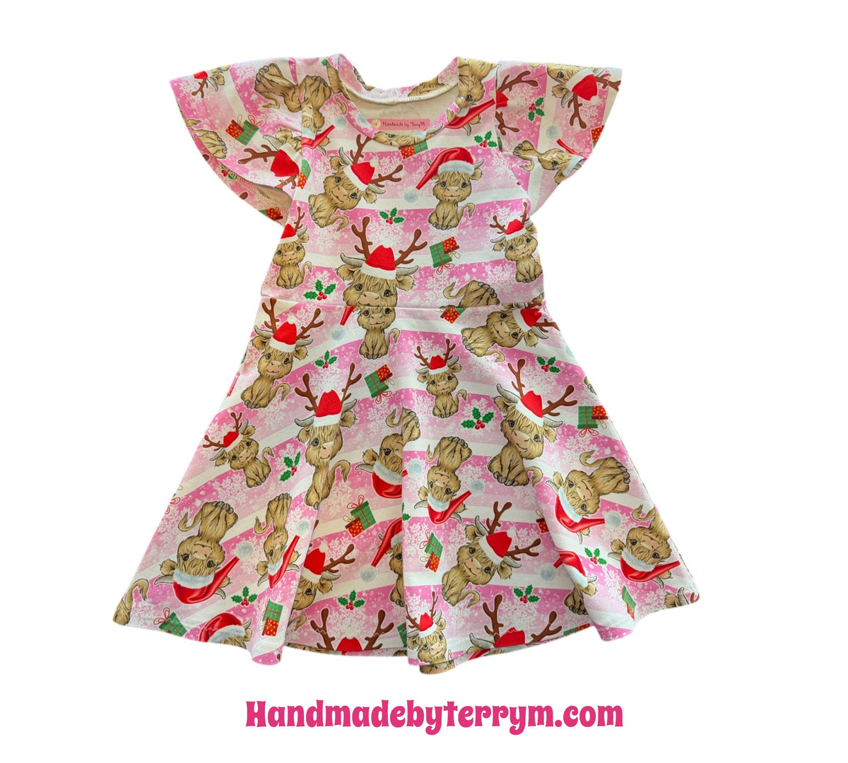 (1964) Pink Christmas Cow Dress - Size 3