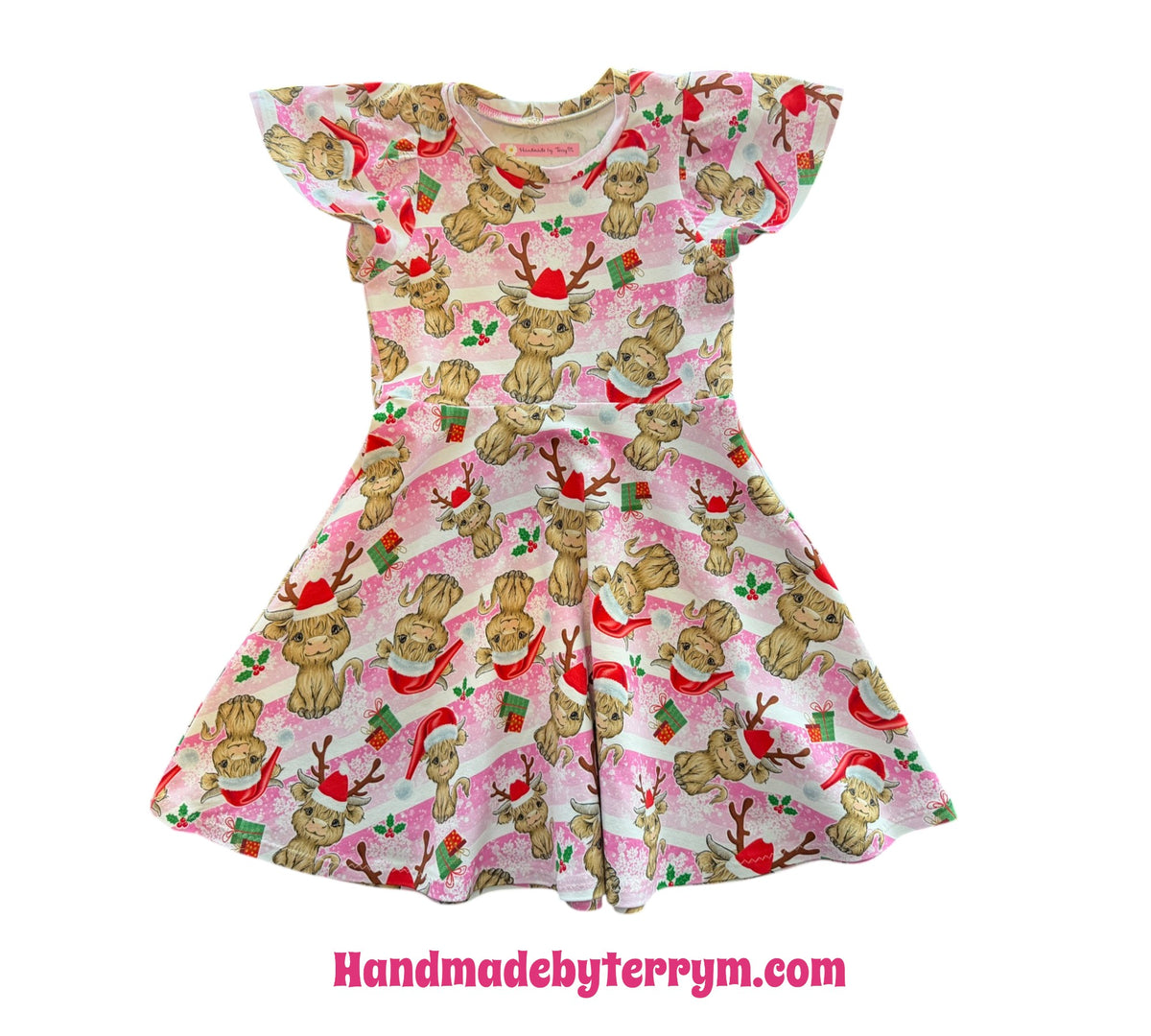 (1963) Pink Christmas Cow Dress - Size 5