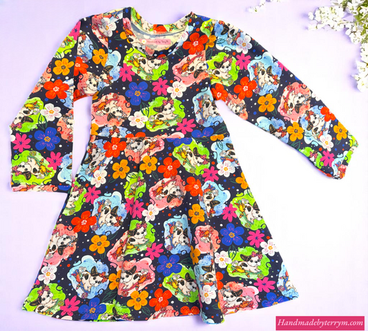 Cute Dog Dress with Long Sleeves - Size 4