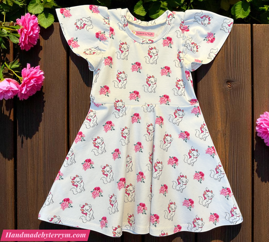Cute White Cat Dress - Size 3