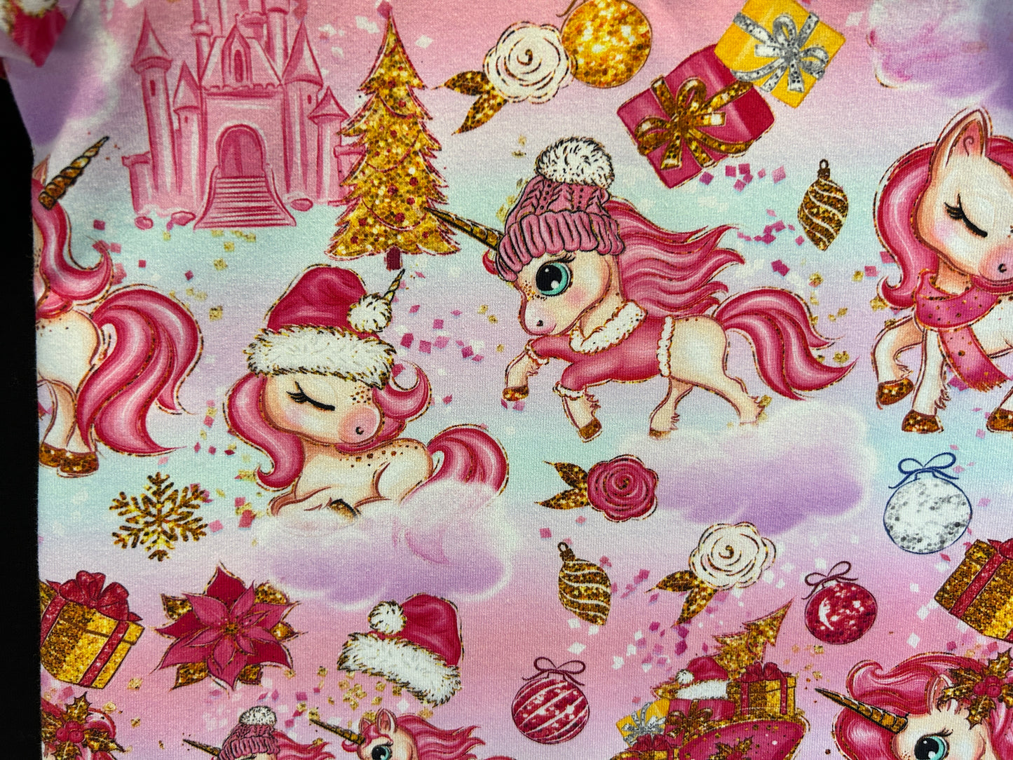 Pink Unicorn Xmas T-shirt - Size 1