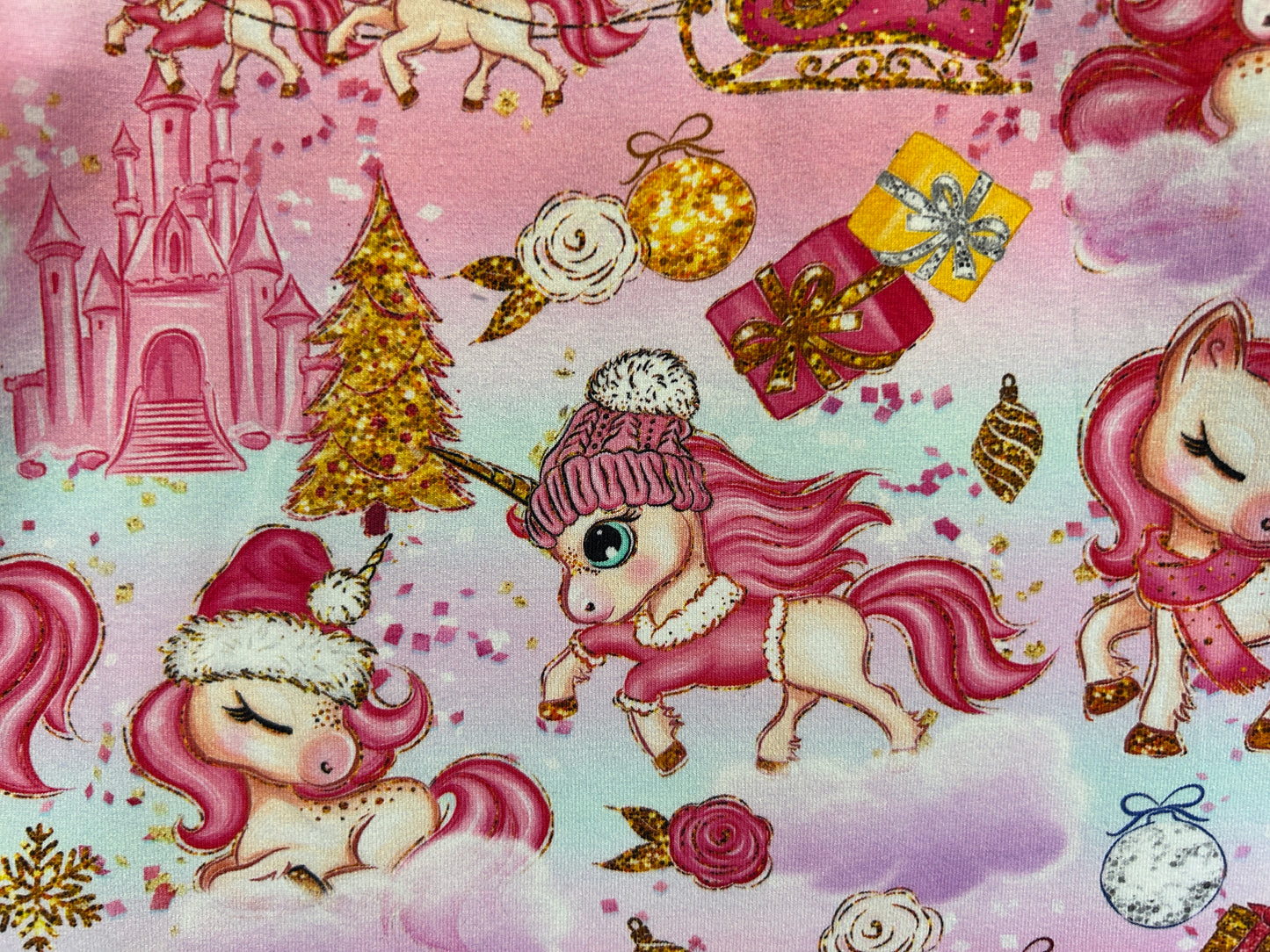 Pink Unicorn Xmas T-Shirt - Size 3