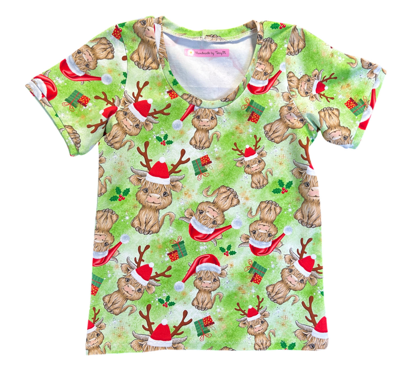 Highland Cow Christmas T-Shirt - Size 5