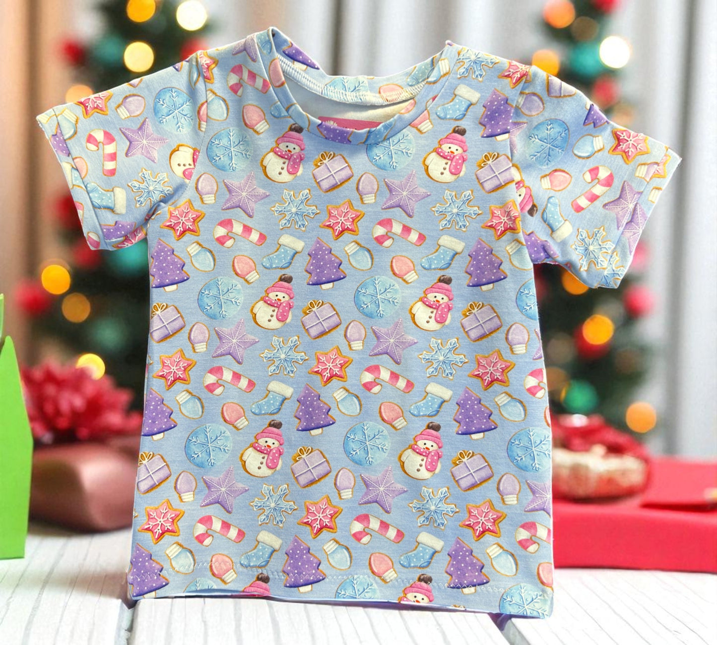 Blue Snowmen T-Shirt- Size 2