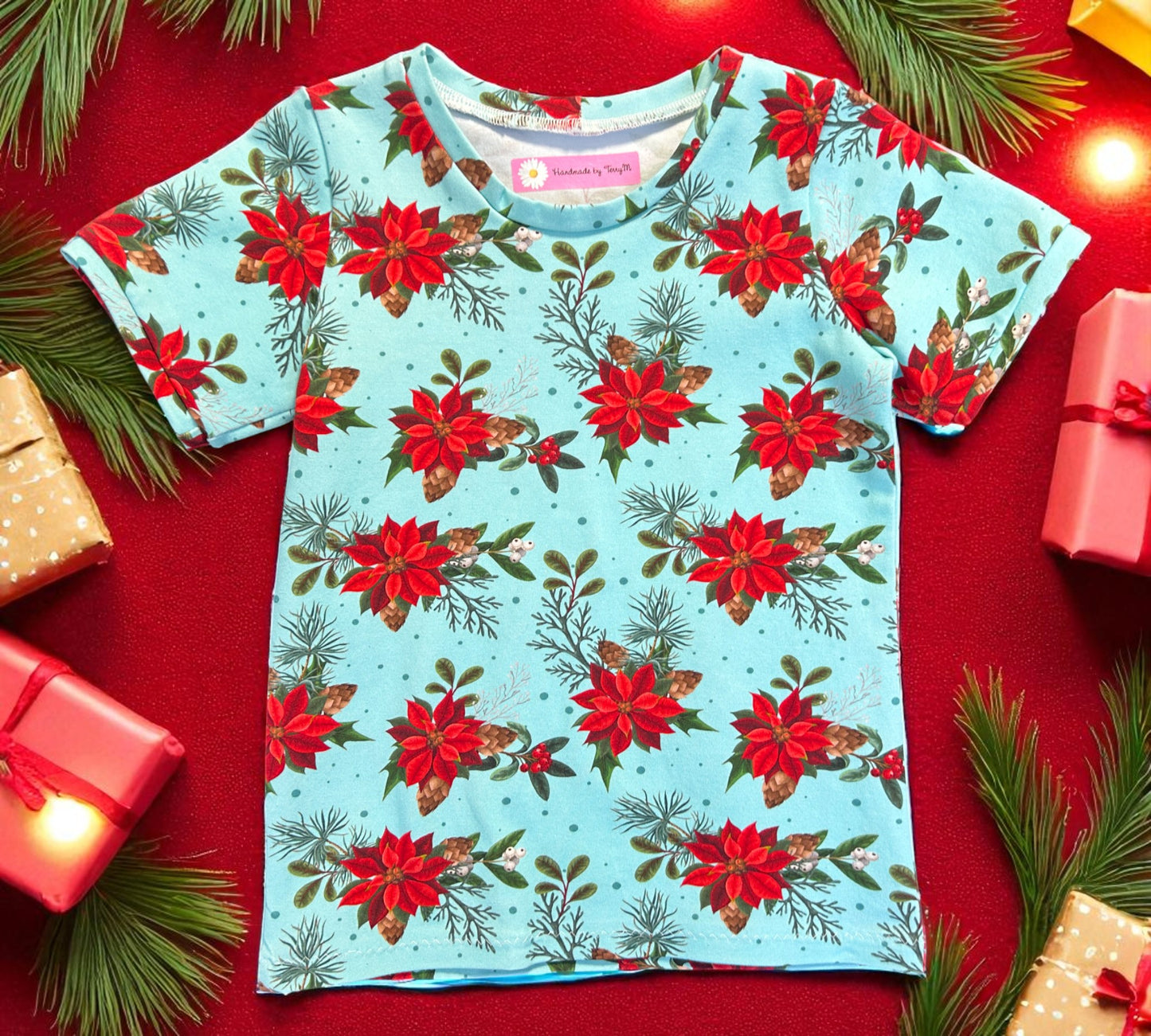 Red Christmas Flower T-Shirt - Size 4