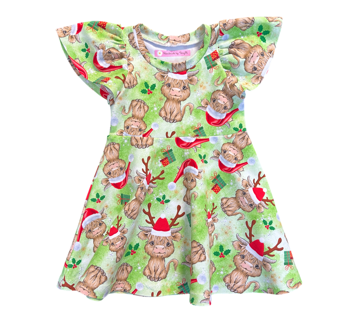 Highland Cow Xmas Dress Size 1