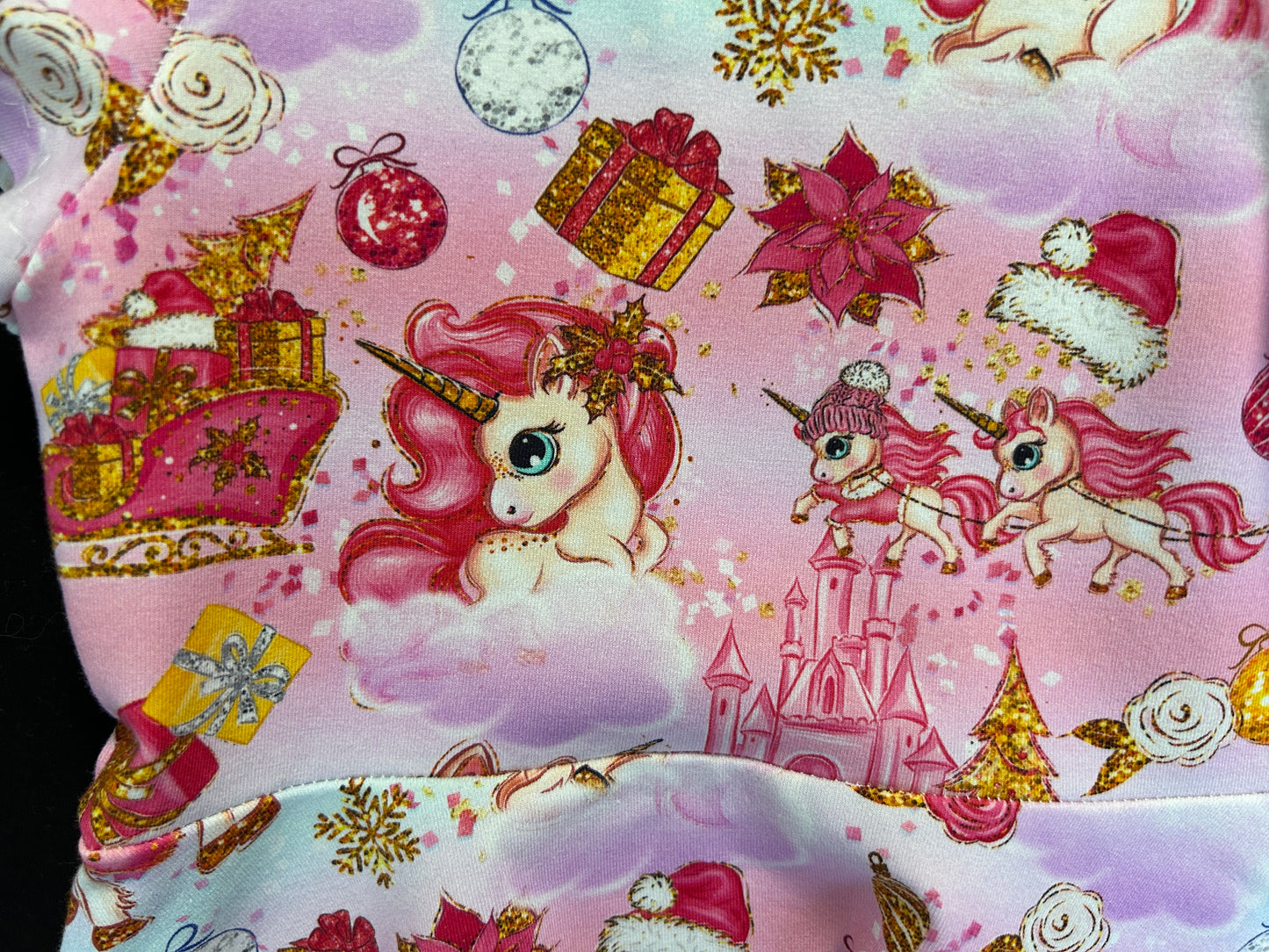 Pink Unicorn Xmas Dress - Size 2