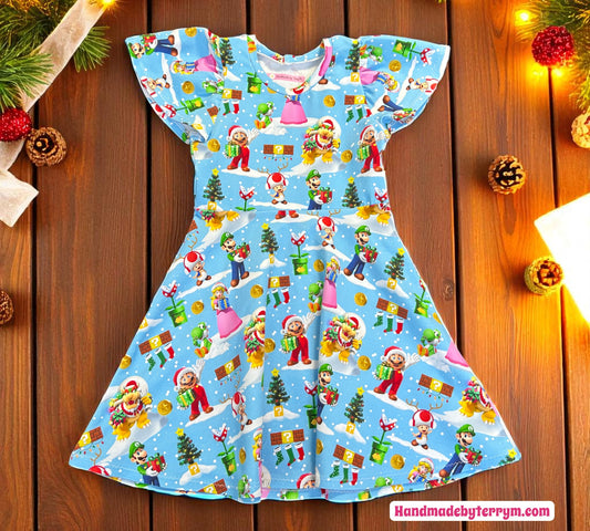 Mario Gang Christmas Dress - Size 3