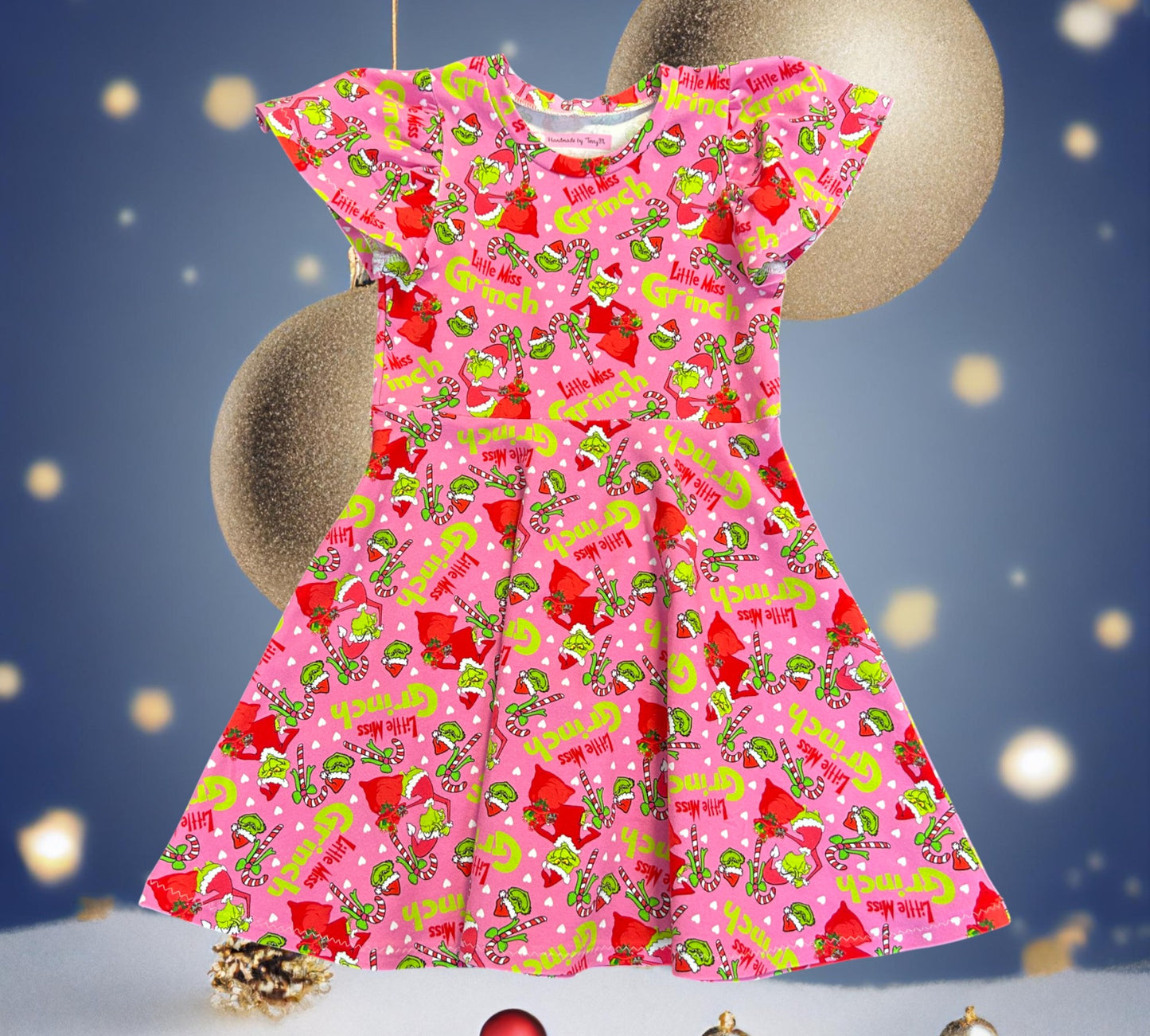 Little Miss Grinch Xmas Dress - Size 3