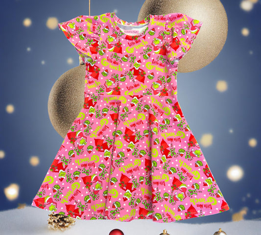 Little Miss Grinch Xmas Dress - Size 3
