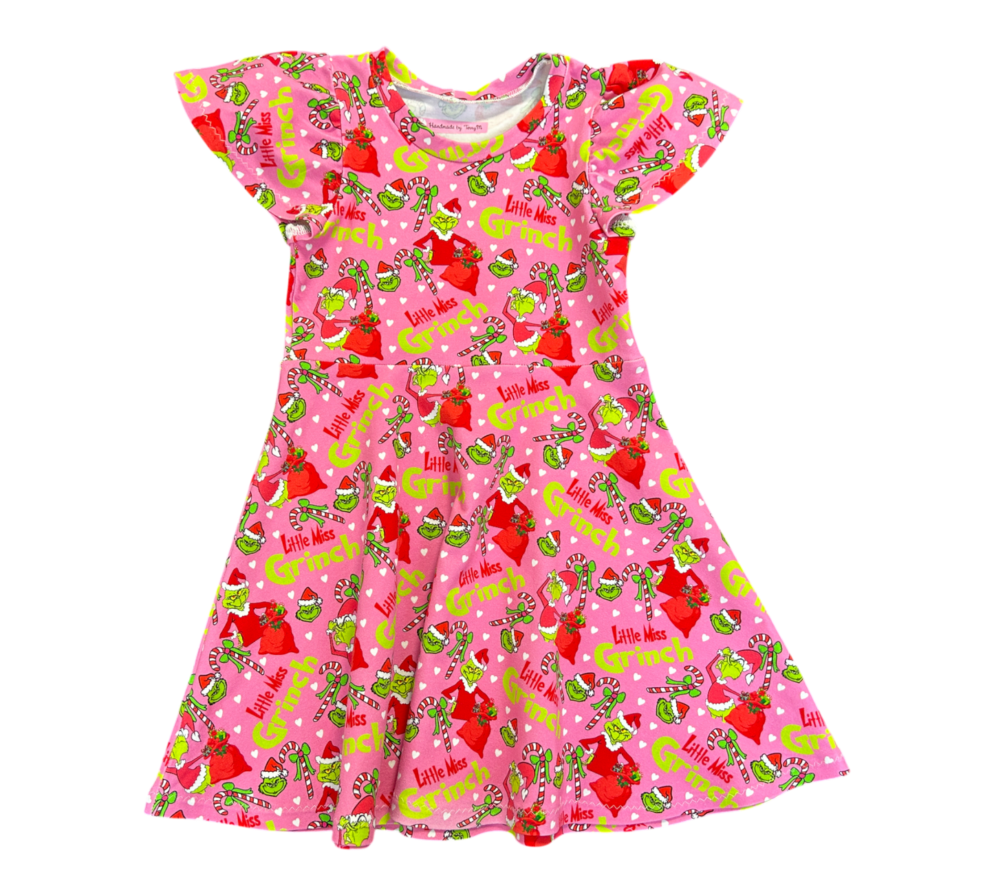 Little Miss Grinch Xmas Dress - Size 4