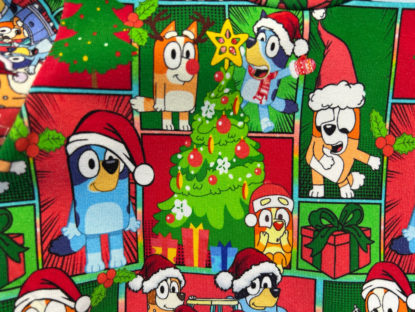 Patchwork Bluey Christmas Dress - Size 4