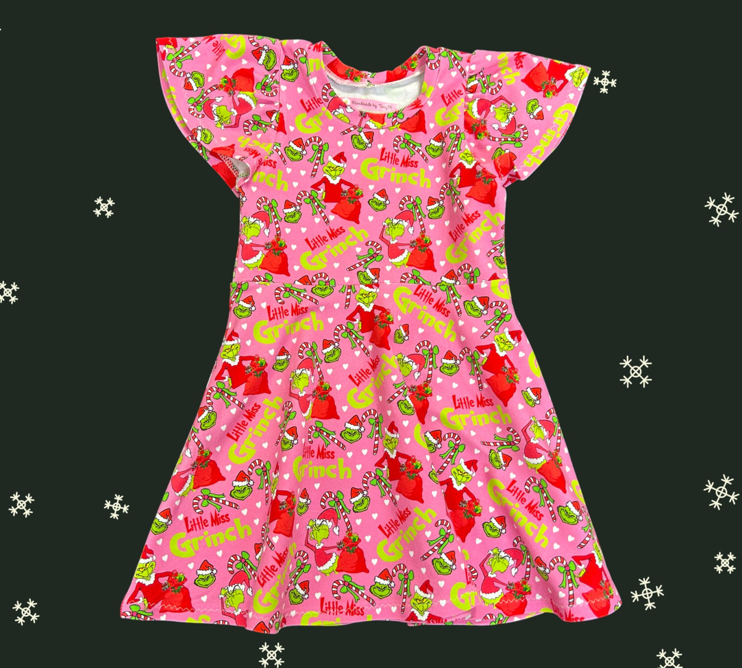 Little Miss Grinch Xmas Dress - Size 5