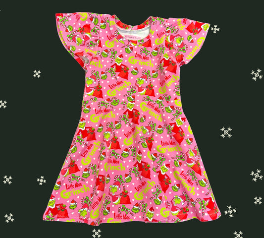 Little Miss Grinch Xmas Dress - Size 5