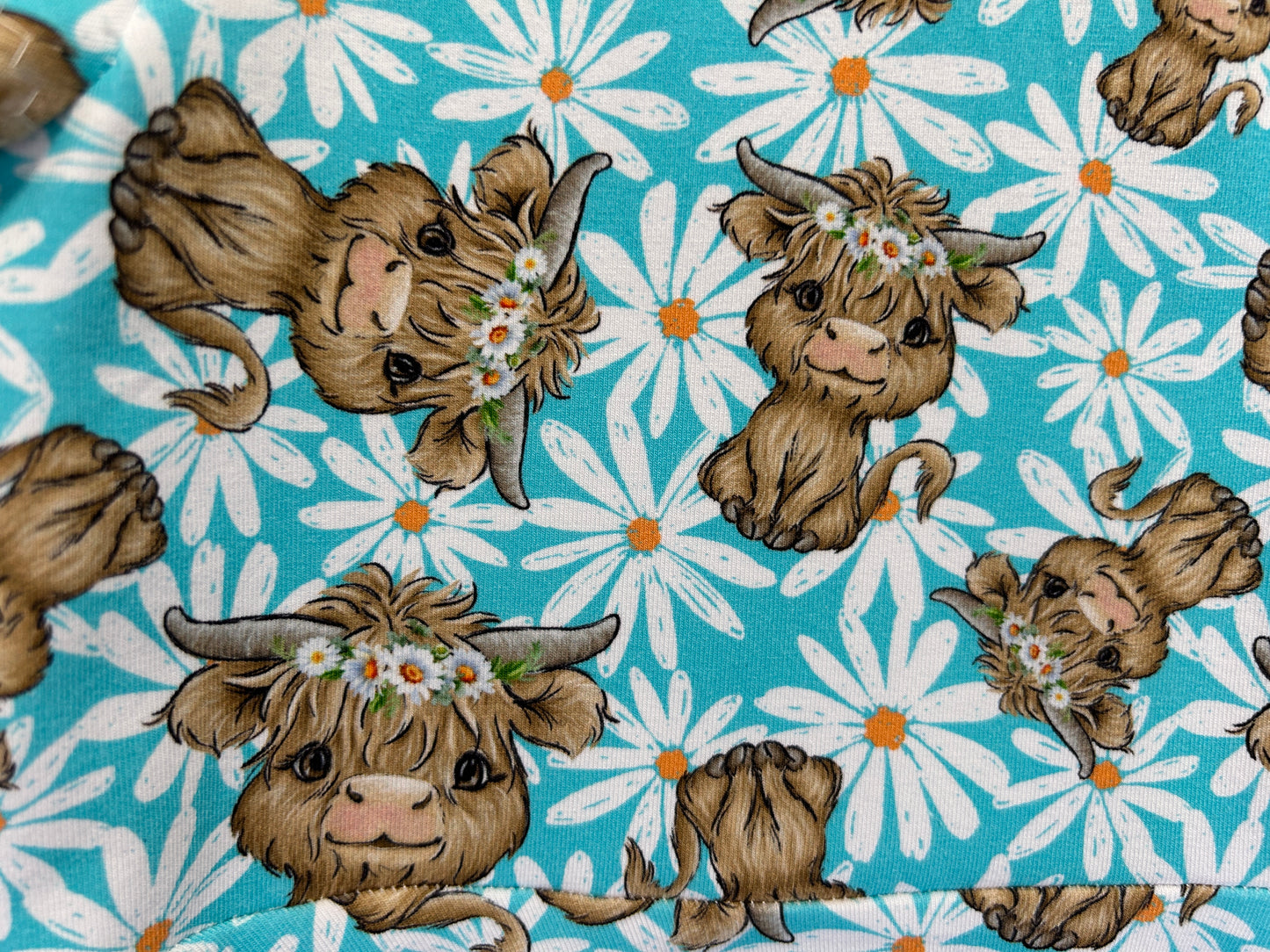 Highland Cow Dress with White Daisies -  Size 3