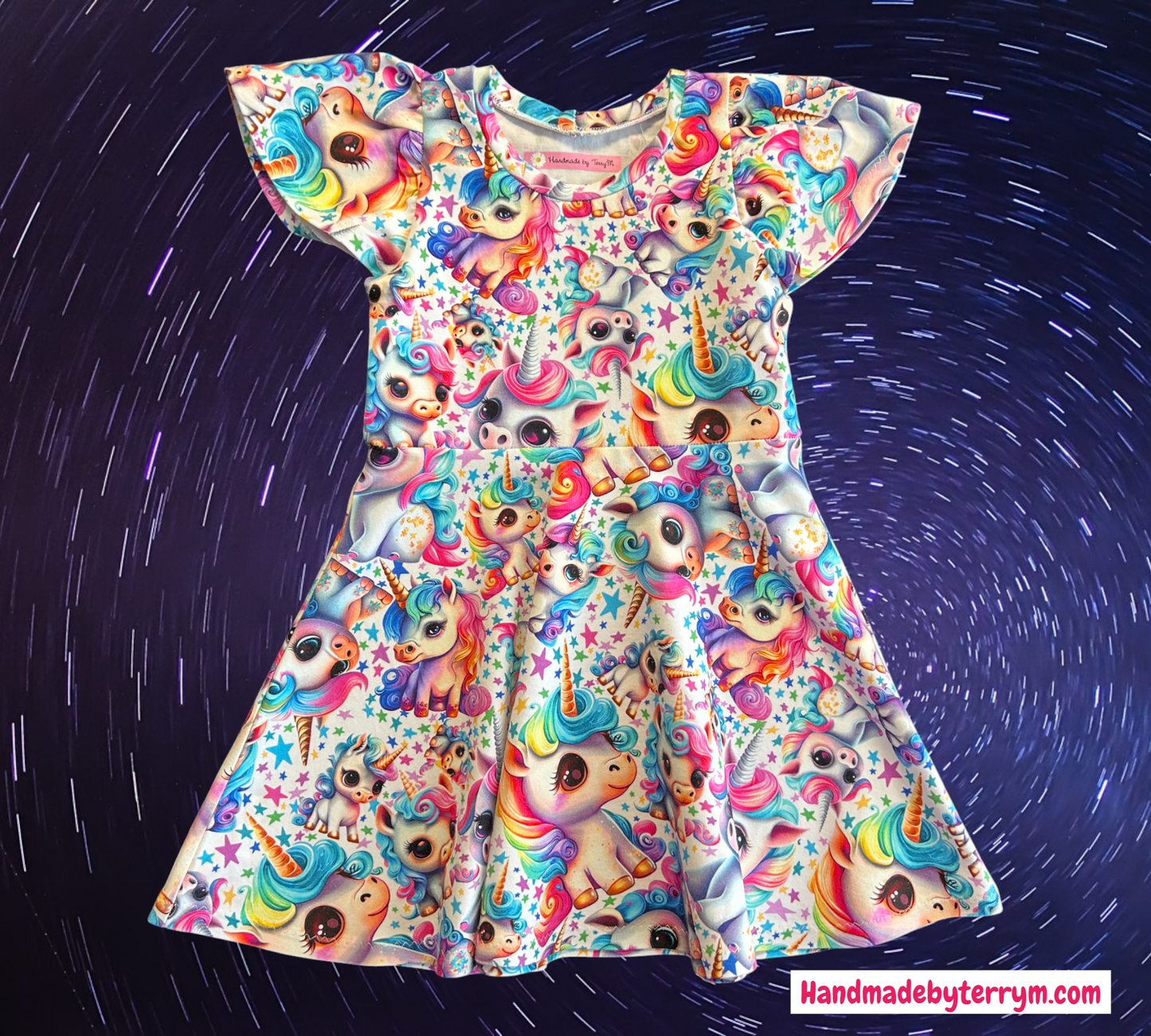 Colourful Unicorn Dress - Size 3