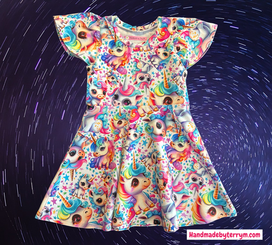 Colourful Unicorn Dress - Size 3
